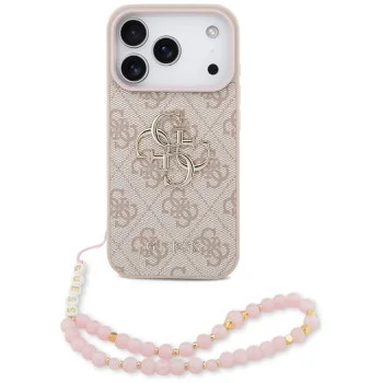 Guess iPhone 17 Pro vāciņš 4G Strap 4G Classic Logo, rozā