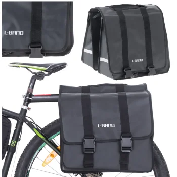 L-BRNO Divpusēja Velosipēdu Soma uz Bagāžnieka 35L, Melna | Double-sided Bicycle Bag on the Trunk