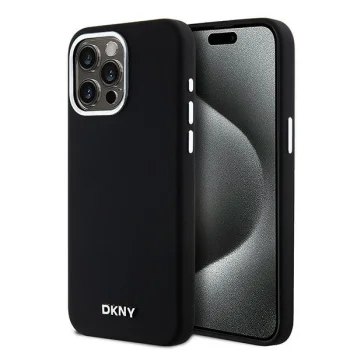 Apple iPhone 15 Pro Max 6.7'' DKNY Liquid Silicone Small Metal Logo MagSafe Case Cover, Black | Telefona Vāciņš...