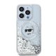 Чехол Karl Lagerfeld Liquid Glitter Choupette Head MagSafe для iPhone 14 Pro / 15 Pro, Прозрачный
