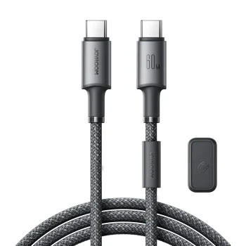 Joyroom S-A50 60W USB-C uz USB-C kabelis ar magnētisko organizatoru, 1.2m, pelēks
