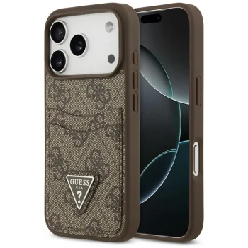 Guess 4G nauble Card Triange ümbris iPhone 18 Pro / 17 Pro jaoks, pruun
