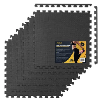 Neo-Sport Grīdas Puzles Paklājiņš Putu Paklājs Fitnesam Vingrošanai 60x60x1cm, 6 det. komplekts, Melns | Puzzle...