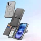 Dux Ducis Lawa ādas vāciņš iPhone 16 ar noņemamu maku, pelēks