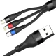 Кабель 3mk Hyper Cable N-SERIES 3в1 USB-A на USB-C / Lightning / Micro 1.2м 18W, черный