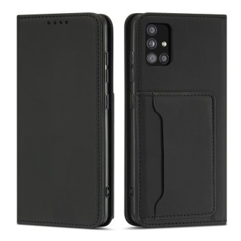 Magnet Card Case atverams vāciņš maciņš grāmatiņa Samsung Galaxy A12 5G, melns
