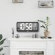 GreenBlue GB214 Large LED Wall Clock with Thermometer, Black