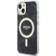 Guess iPhone 14 vāciņš Marble MagSafe, melns