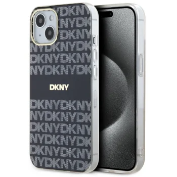 DKNY iPhone 15 / 14 / 13 vāciņš IML Mono & Stripe MagSafe, melns