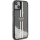Guess iPhone 15 Plus / 14 Plus vāciņš Liquid Glitter Gold Stripes, melns