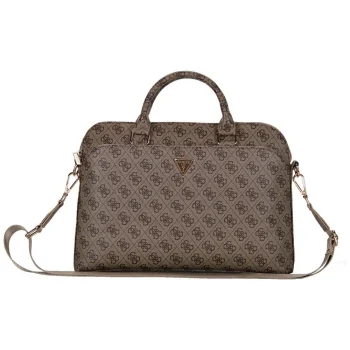 Guess 4G rāvējslēdzēja kabatas trīsstūra logotipa 15" klēpjdatora soma - Brūna | Zipper Pocket Triangle Logo...