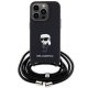 Karl Lagerfeld iPhone 15 Pro vāciņš Saffiano Ikonik Monogram Crossbody, melns