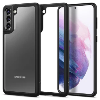 Samsung Galaxy S21 (SM-G990F) Spigen Ultra Hybrid TPU Case Cover, Black-Transparent | Чехол Кабура Кейс...