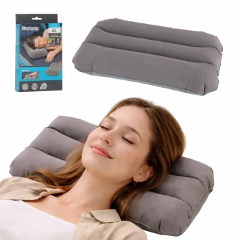 Bestway 67121 piepūšams velūra ceļojumu spilvens, pelēks