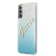 Guess Samsung Galaxy S21+ vāciņš Glitter Gradient Script, zils