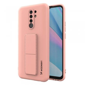 Xiaomi Redmi 9 Wozinsky Flexible Silicone Kickstand Case Cover, Pink | Silikona Vāciņš Maciņš Apvalks Bampers