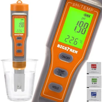 Bigstren 4-in-1 LED ūdens kvalitātes testeris ar pH un temperatūras mērītāju