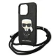 Чехол Karl Lagerfeld Leather Monogram Patch and Cord для iPhone 13 Pro / 13, Черный