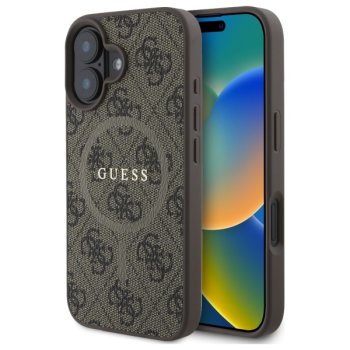 Guess 4G Ring Classic Logo MagSafe vāciņš Apple iPhone 16 - Brūns