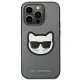 Karl Lagerfeld Saffiano Choupette Head Patch vāciņš iPhone 14 Pro, Sudraba