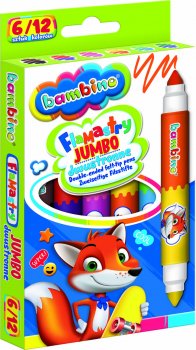 Double-Sided Markers Felt Brush Pens Bambino, 12 Colors, 6 pcs