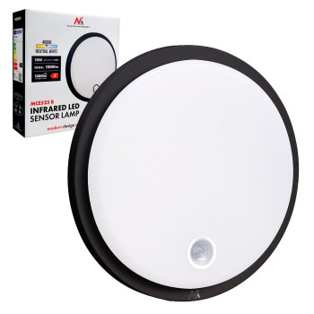 Фасадный LED светильник Maclean MCE525 B с датчиком движения, 10W, IP65, черный