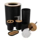 Ruhhy 00024636 Bathroom Accessory Set, 6 Pieces, Black/Bamboo