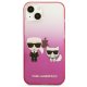 Karl Lagerfeld iPhone 13 mini vāciņš Ikonik Karl & Choupette Rozā