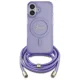 Guess iPhone 16 vāciņš Crossbody Cord Script MagSafe, violets
