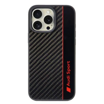 Audi Carbon Fiber Stripe iPhone 16 Pro Max 6.9" melns cietais vāciņš | Black Hardcase Aus-Tpupcip16Pm-R8/D1-Bk