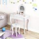 Kids Wooden Vanity Set with Mirror and Stool for Girls ECOTOYS, White
