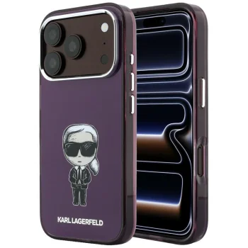 Karl Lagerfeld IML Ikonik Sketch Print MagSafe ümbris iPhone 18 Pro / 17 Pro, bordoopunane