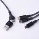 Maxlife All-in-1 kabelis USB/USB-C uz Lightning un 2x USB-C 66W 1m melns