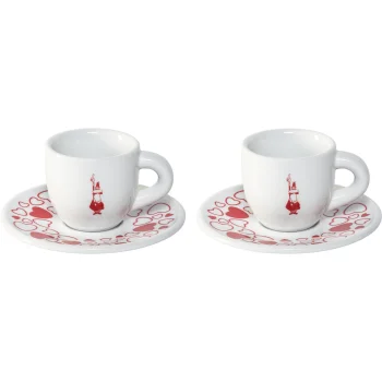 Bialetti Moka Heart espresso tasīšu komplekts ar apakštasītēm, 2 gab.