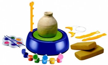 Mācību Keramikas Ritenis Bērniem + krāsas, māls, komplekts | Educational Pottery Wheel For Children