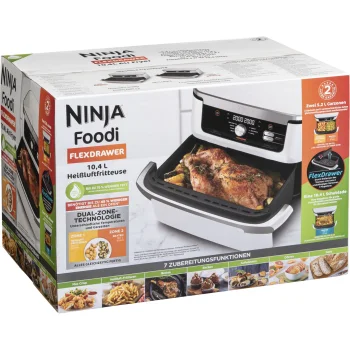 Ninja AF500EUWH Foodi FlexDrawer karstā gaisa friteris, 10.4 l, balts