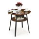 ModernHome Round Industrial Coffee Table with Storage Shelf