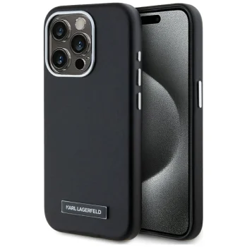 Чехол Karl Lagerfeld для iPhone 15 Pro Max FW Metal Plate MagSafe, черный