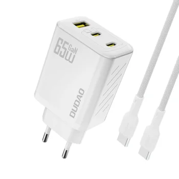 Сетевое зарядное устройство Dudao A29C GaN 65W + кабель USB-C, белое