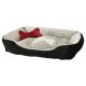 Soft Dog Bed Cat Cushion Sofa Lounger 60 x 45 cm, Grey & Black