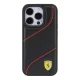 Ferrari iPhone 15 Pro vāciņš Perforated Waves Metal Logo, melns