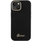 Guess iPhone 15 Pro чехол Silicone Script Metal Logo & Frame, черный