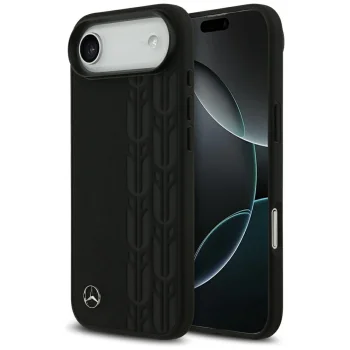 Чехол Mercedes Leather Laurel Leaves MagSafe для iPhone Air - Черный