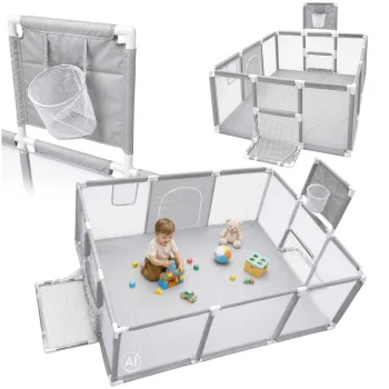 Baby Playpen with Basketball Hoop and Football Goal, 120x180 cm