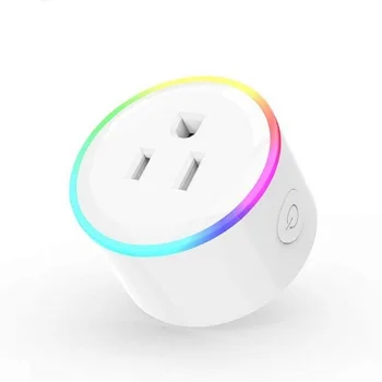 Tuya Wi-Fi viedā rozete ar RGB LED apgaismojumu, US spraudnis, balta