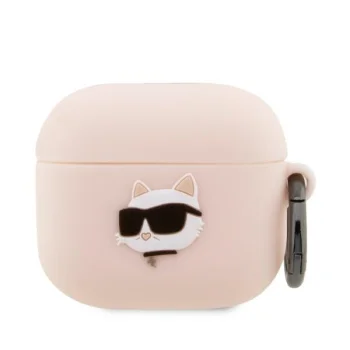 Чехол Karl Lagerfeld Silicone Choupette Head 3D для AirPods 3, розовый