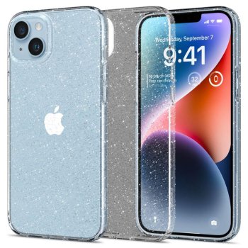Apple iPhone 14 Plus 6.7'' Spigen Liquid Glitter Crystal TPU Case Cover, Transparent