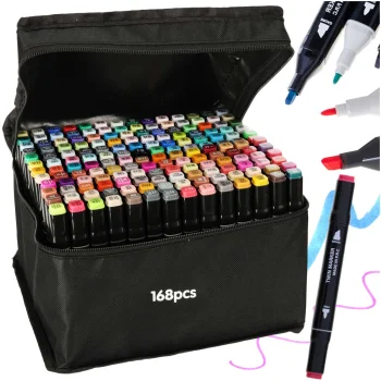 Dual-Tip Alcohol Markers in a Case, 168 pcs