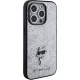 Чехол Karl Lagerfeld Glitter Choupette Logo для iPhone 15 Pro, серебристый