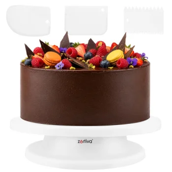 Rotējošs kūku paliktnis Ruhhy 28 cm ar 3 lāpstiņām, balts
